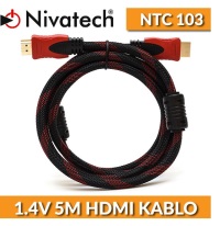 NIVATECH 5MT NTC-103 1.4V 5 Metre Örgülü HDMI Kablo Full HD